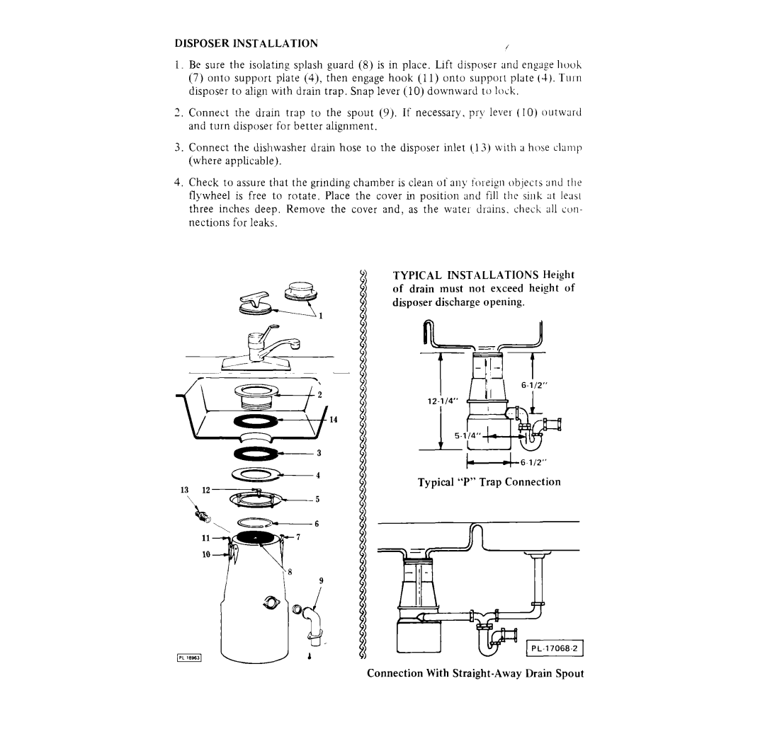 KitchenAid KWC=200B, KD-200, KD-100 installation instructions Disposer Installation 