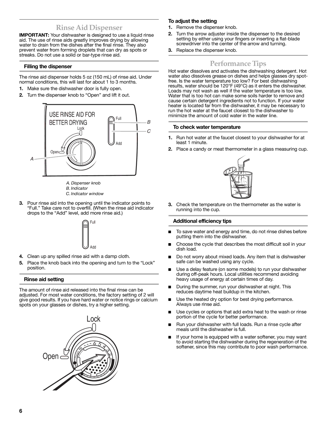 KitchenAid LAVE-VAISSELLE warranty Rinse Aid Dispenser, Performance Tips 