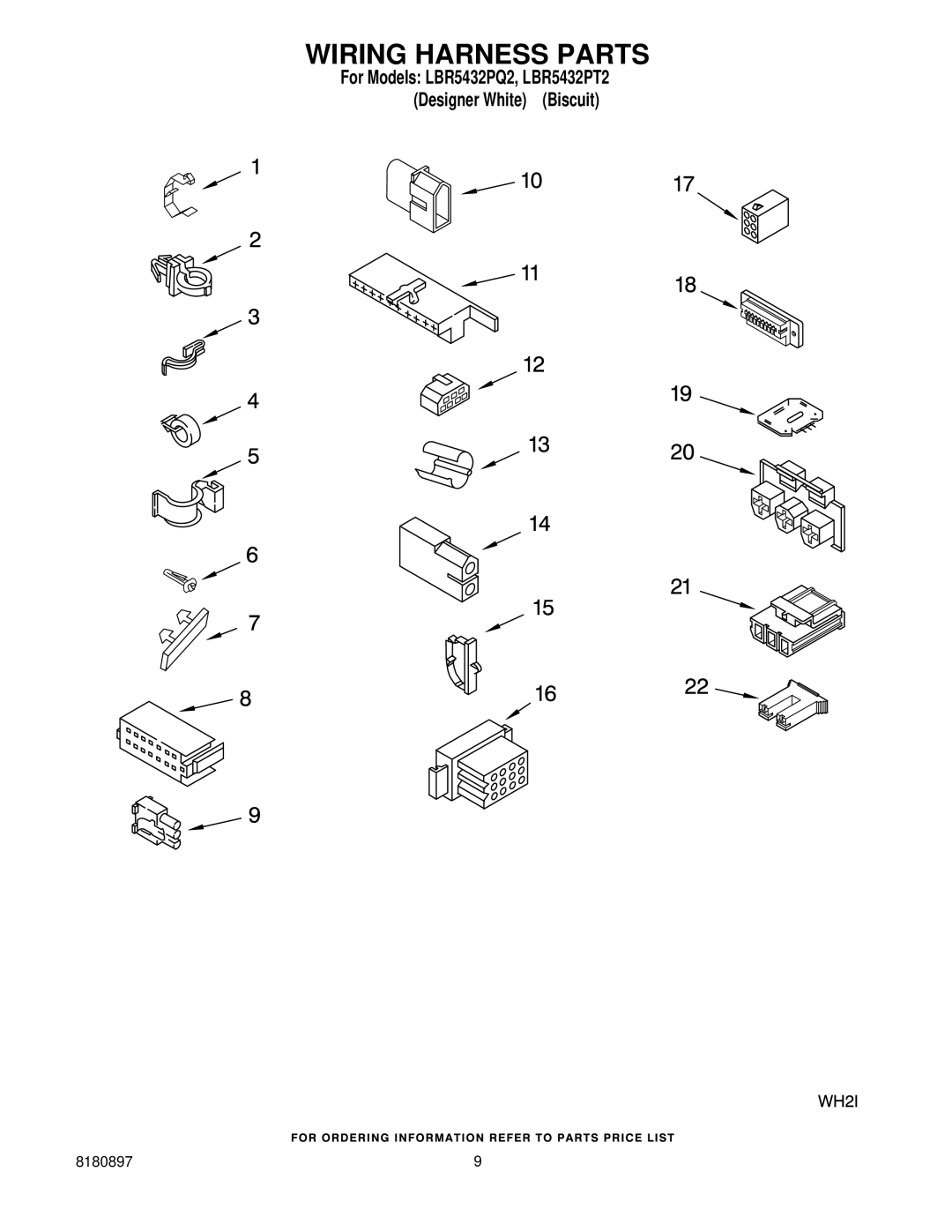 KitchenAid LBR5432PQ2, LBR5432PT2 manual Wiring Harness Parts 