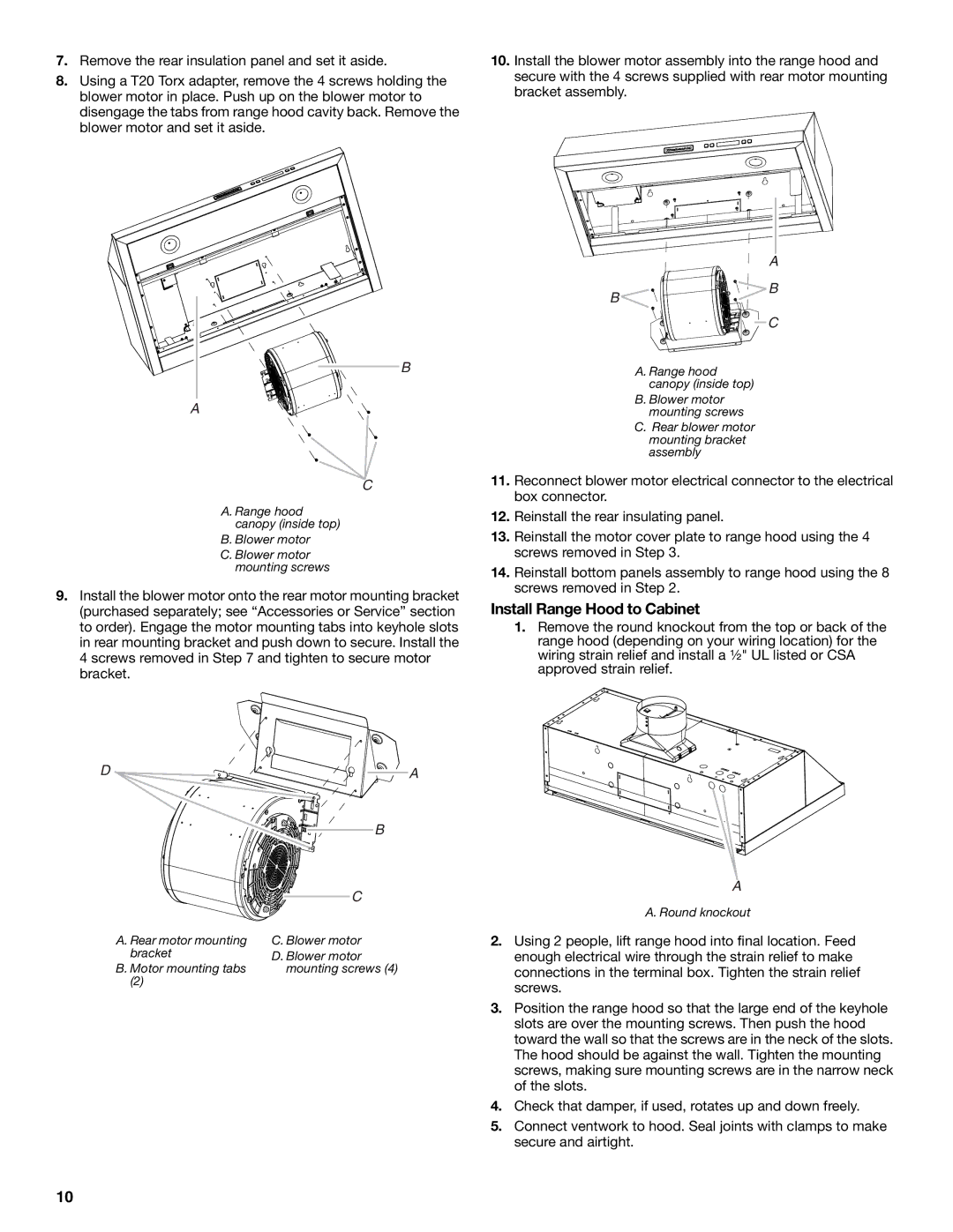 KitchenAid LI32NA/W10674120B installation instructions Install Range Hood to Cabinet 