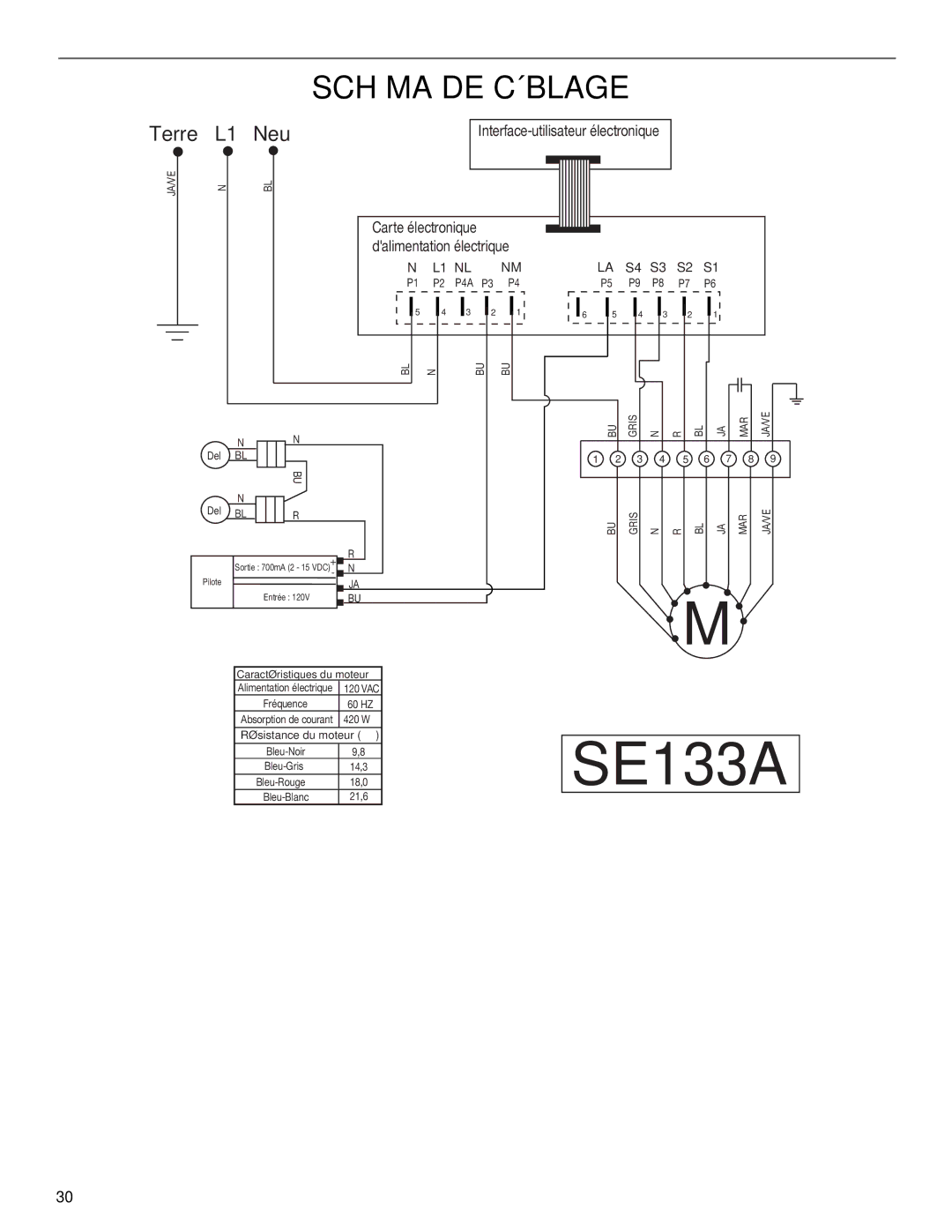 KitchenAid LI32NA/W10674120B installation instructions Schéma DE Câblage, Terre L1 Neu 