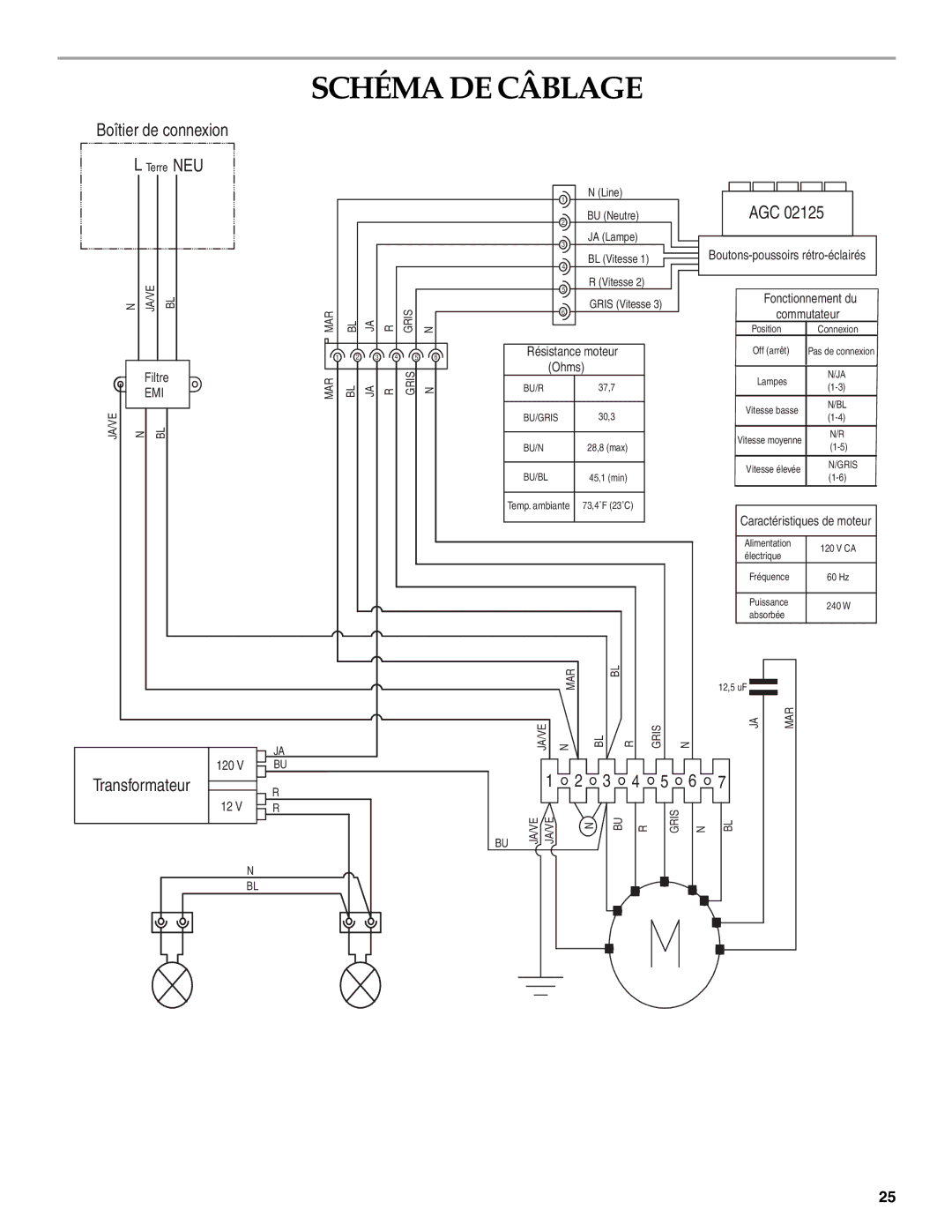 KitchenAid LI3Y7C/W10322991C installation instructions Schéma DE Câblage, Ohms 