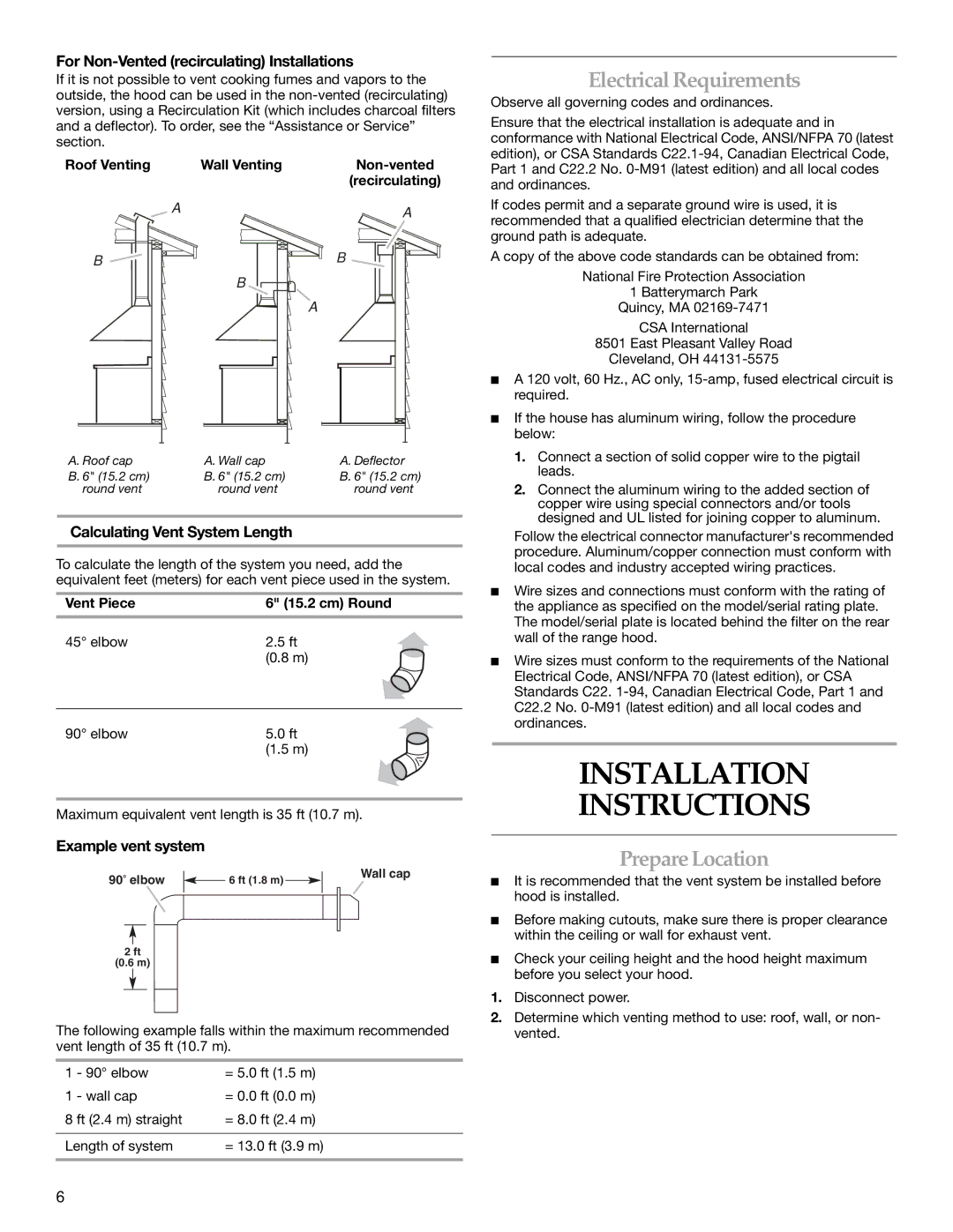 KitchenAid LI3Y7C/W10322991C installation instructions Installation Instructions, Electrical Requirements, Prepare Location 