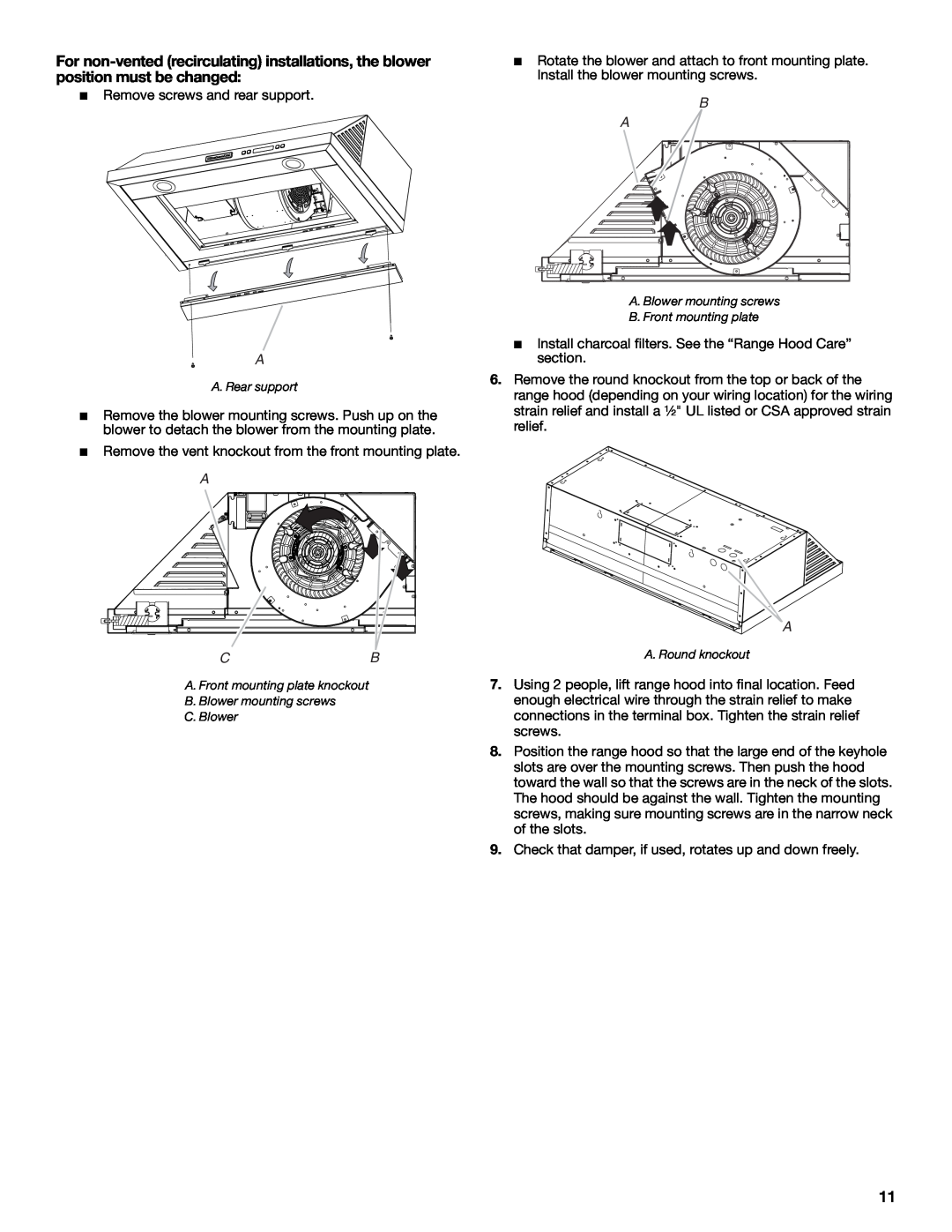 KitchenAid LI3ZGC/W10320581E installation instructions Remove screws and rear support 