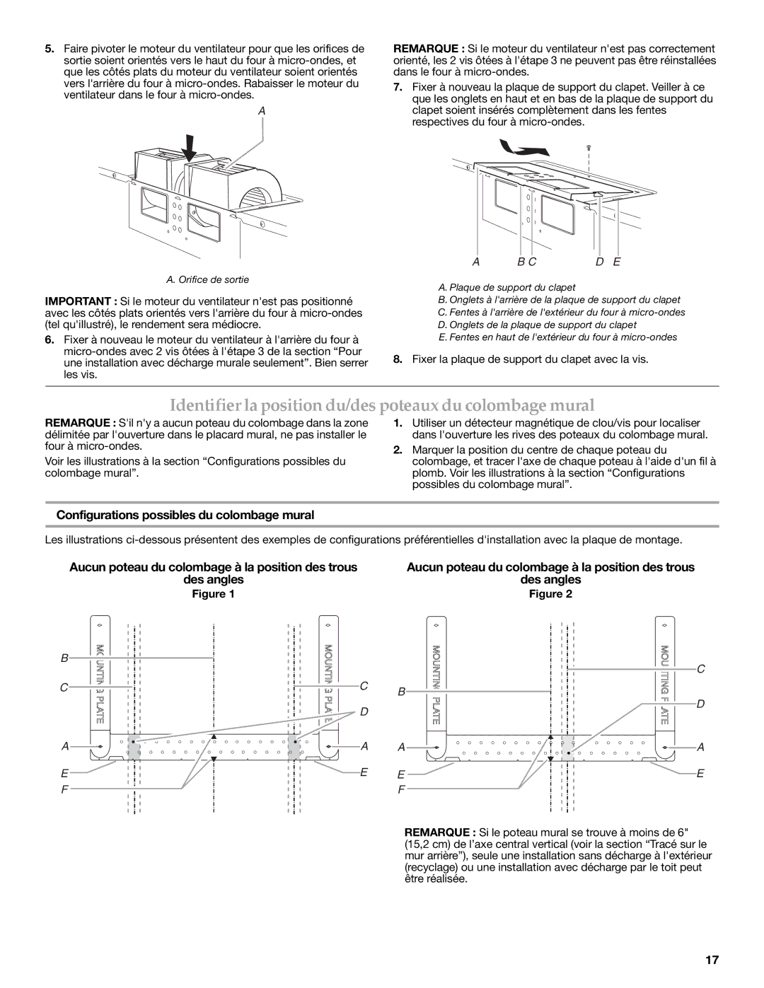 KitchenAid Microwave Oven installation instructions Identifier la position du/des poteaux du colombage mural 