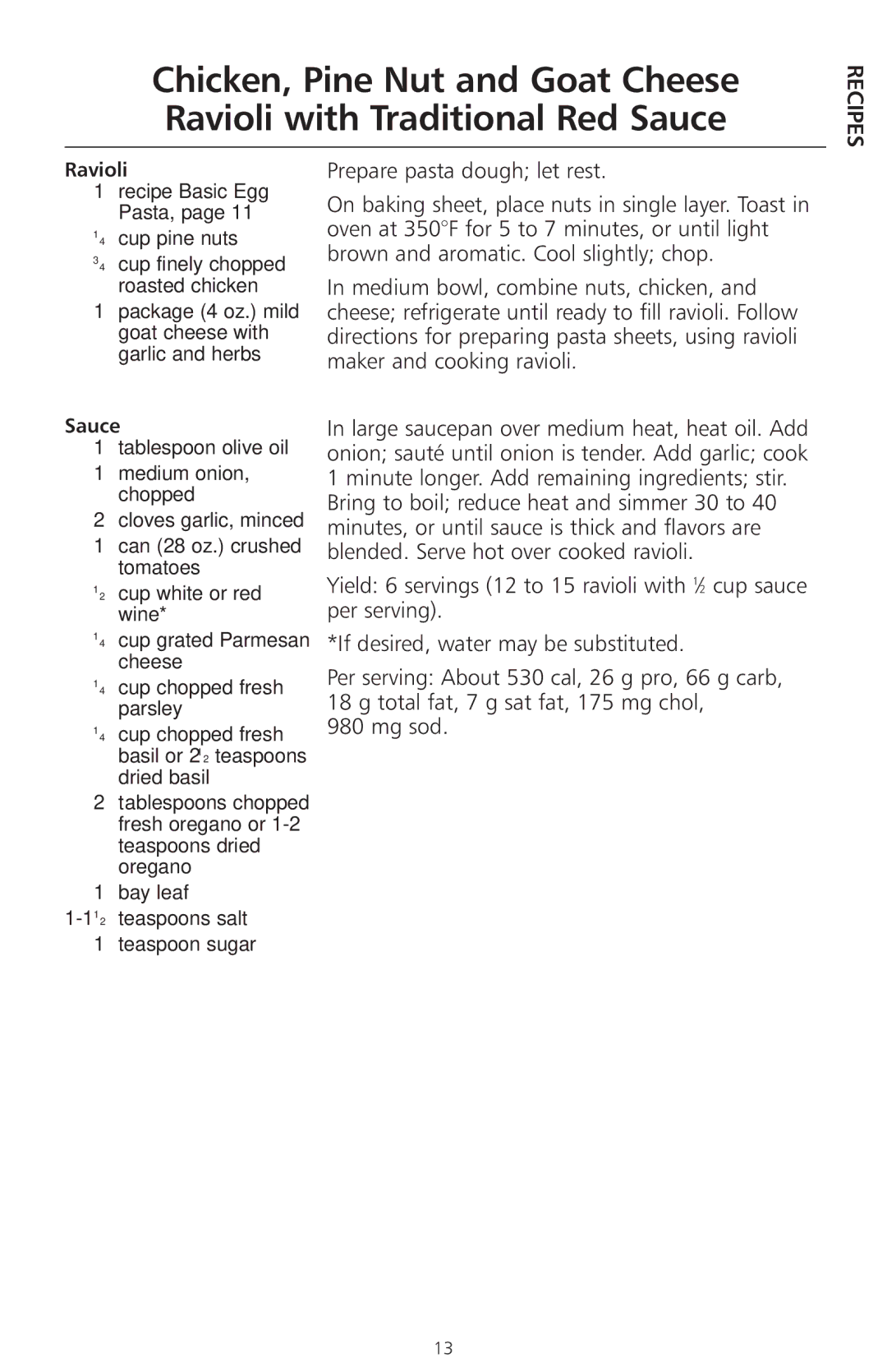 KitchenAid Model KRAV manual ⁄4 cup pine nuts ⁄4 cup finely chopped roasted chicken 