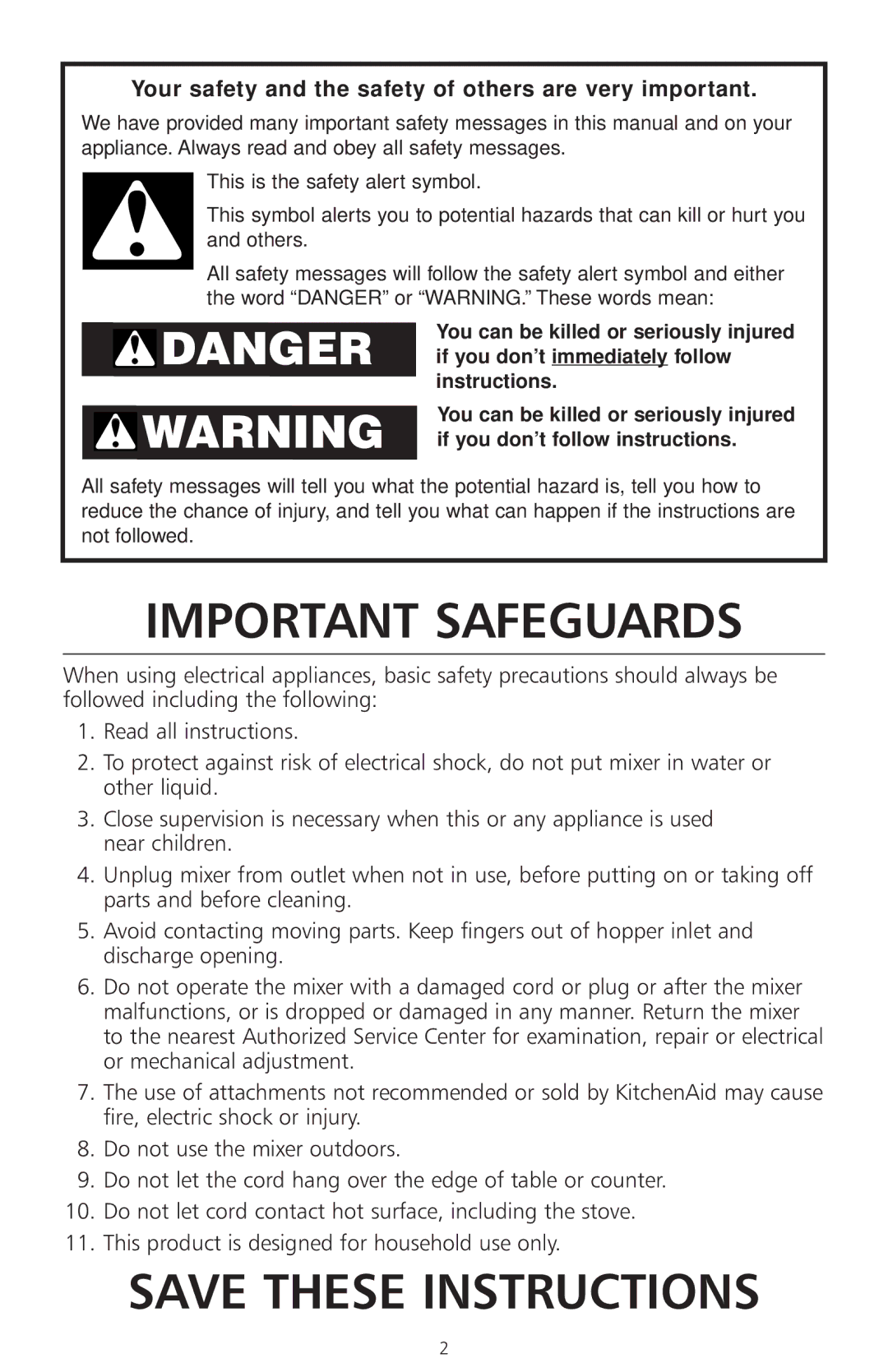 KitchenAid Model KRAV manual Important Safeguards 