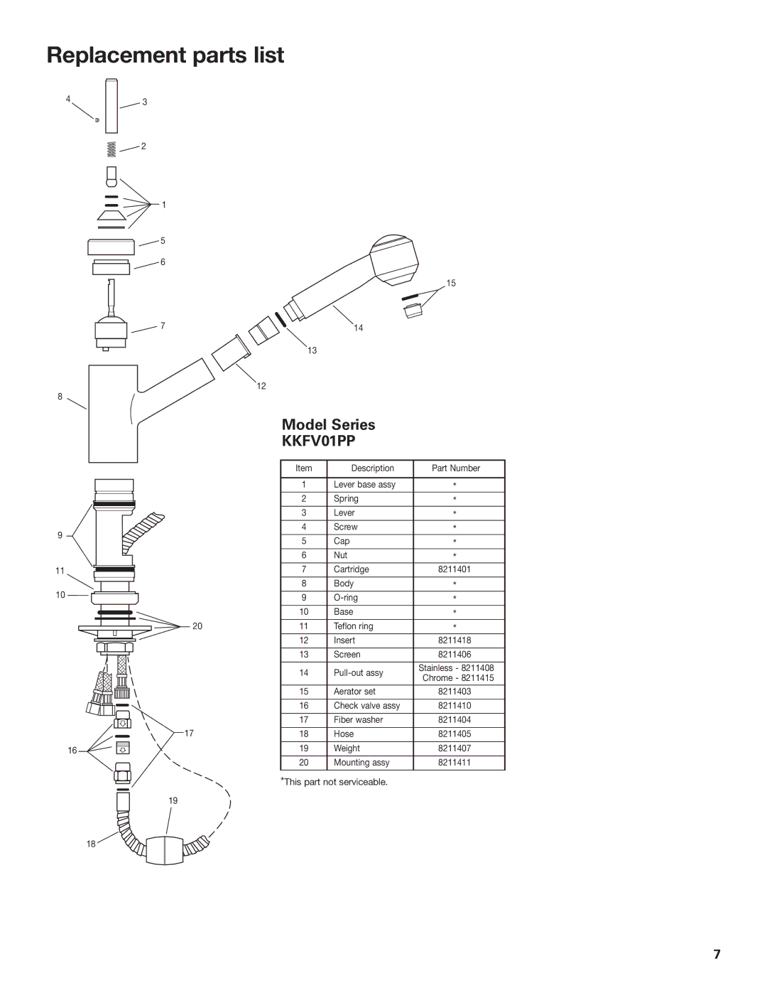 KitchenAid 311, Plumbing Product, KKFV01SP, KKFV01LP installation instructions KKFV01PP 