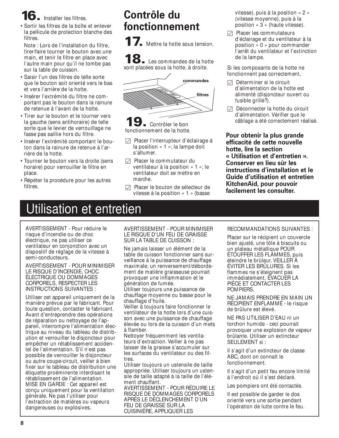 KitchenAid Pro LineTM installation instructions Utilisation et entretien 