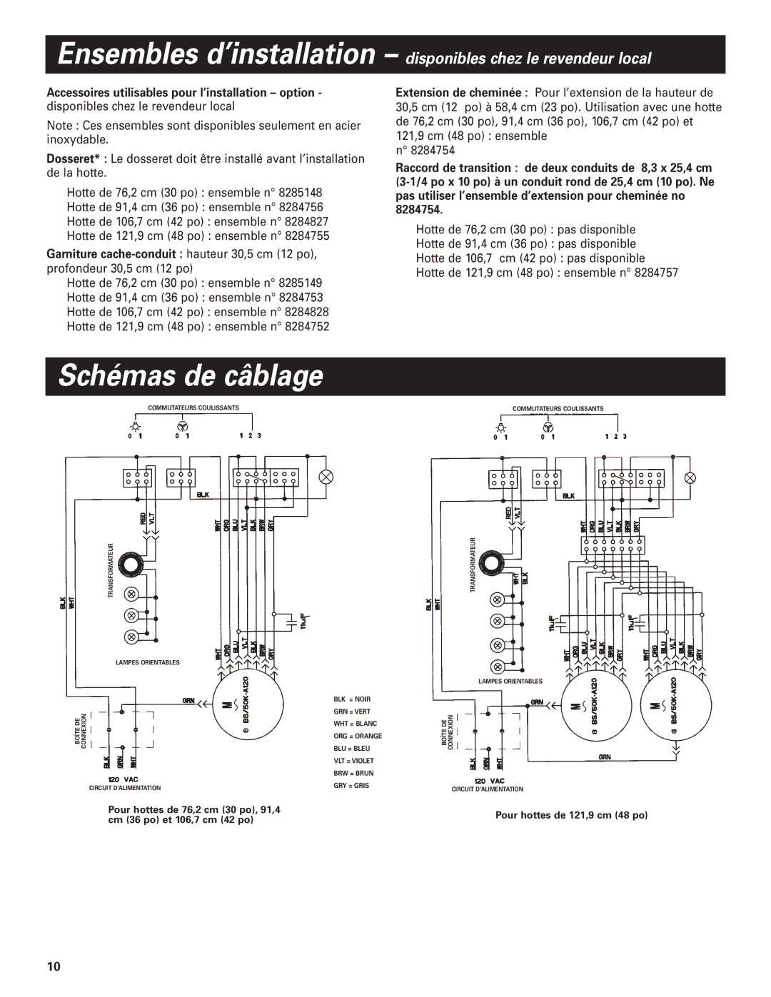 KitchenAid Pro LineTM installation instructions Schémas de câblage 