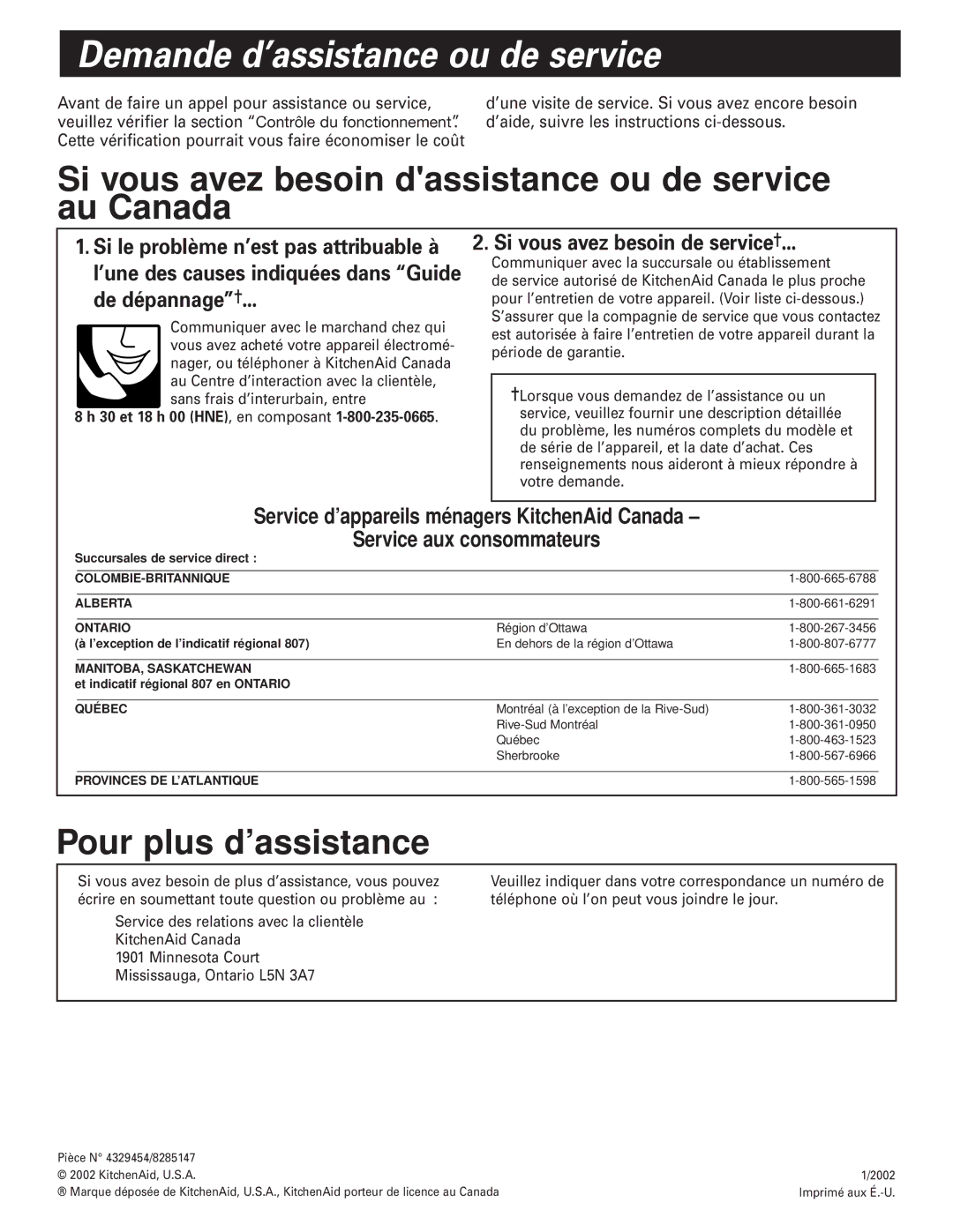 KitchenAid Pro LineTM Demande d’assistance ou de service, De dépannage, Si vous avez besoin de service 