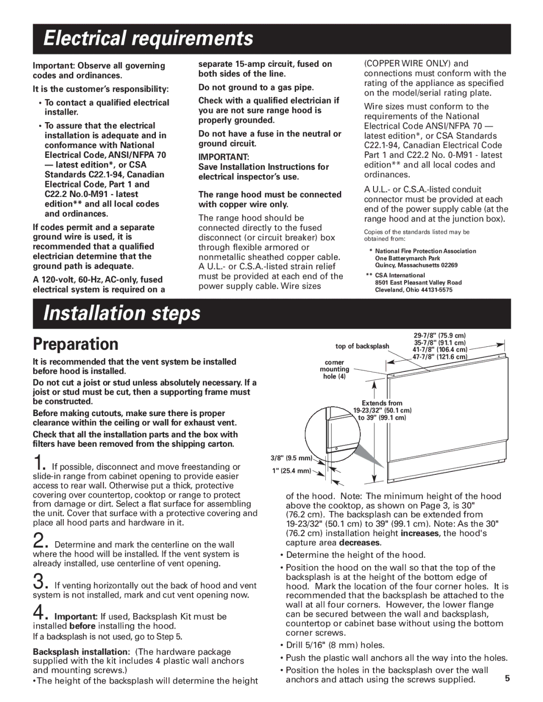 KitchenAid Pro LineTM installation instructions Electrical requirements, Installation steps, Preparation 