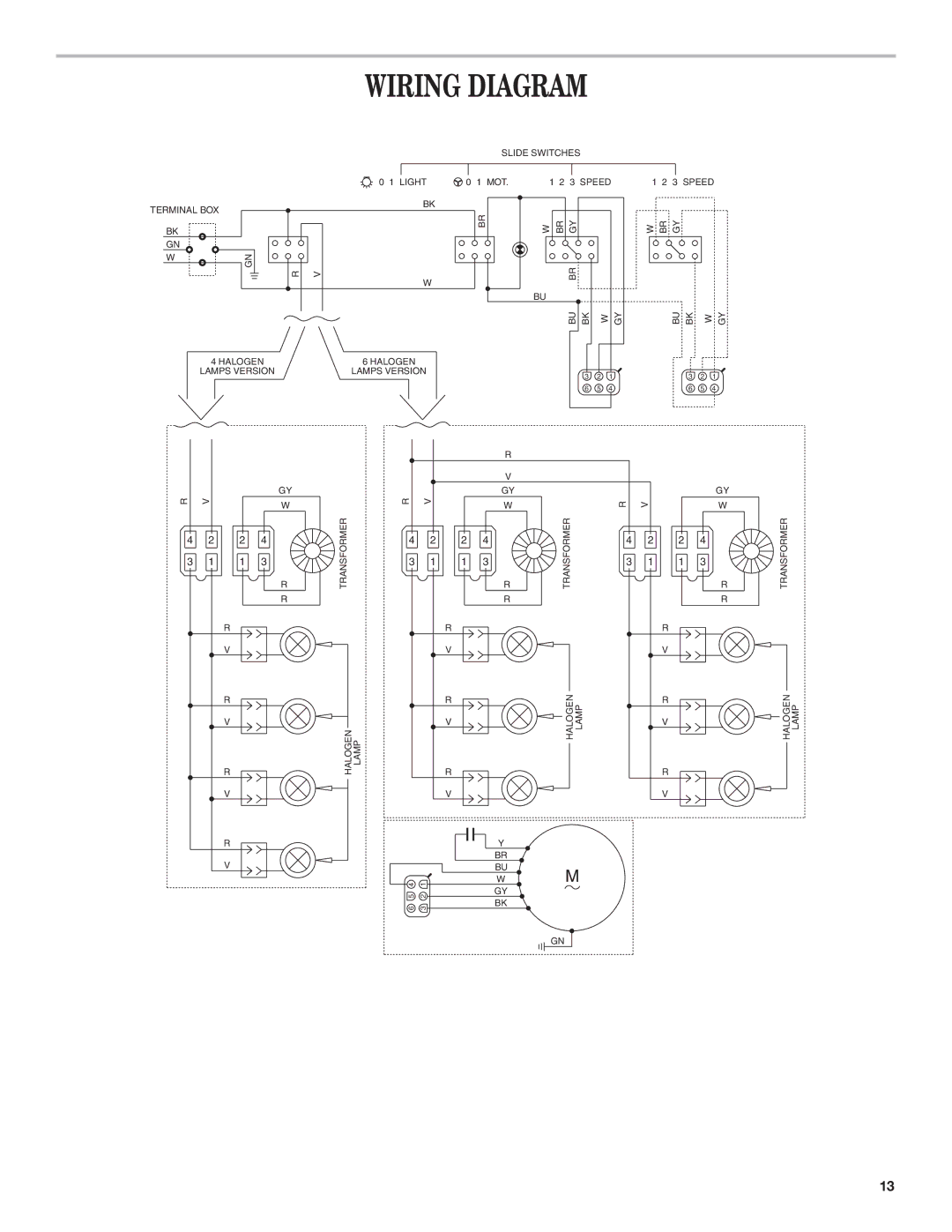 KitchenAid RANGE HOOD LINER with INTERNAL BLOWER installation instructions Wiring Diagram 