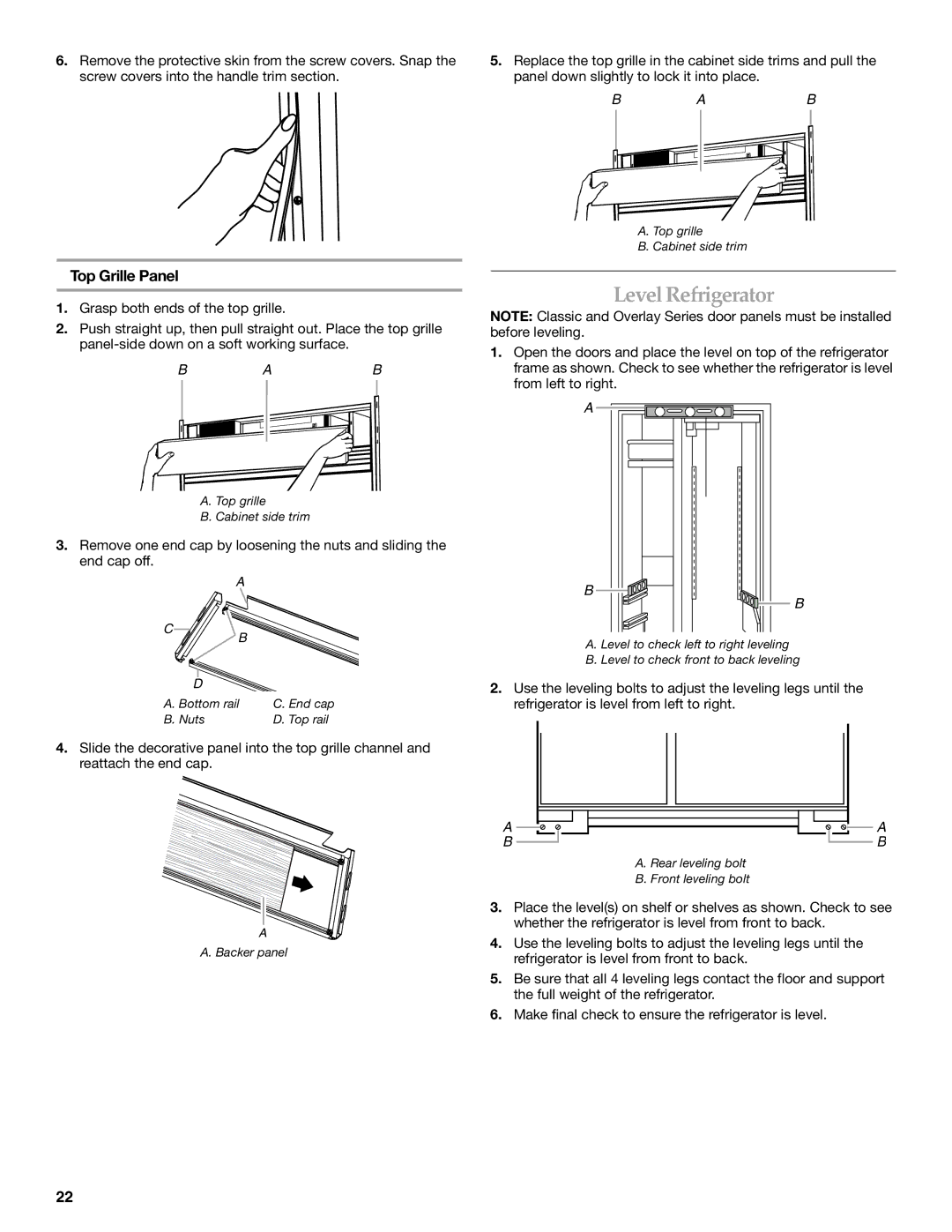 KitchenAid manual Level Refrigerator 