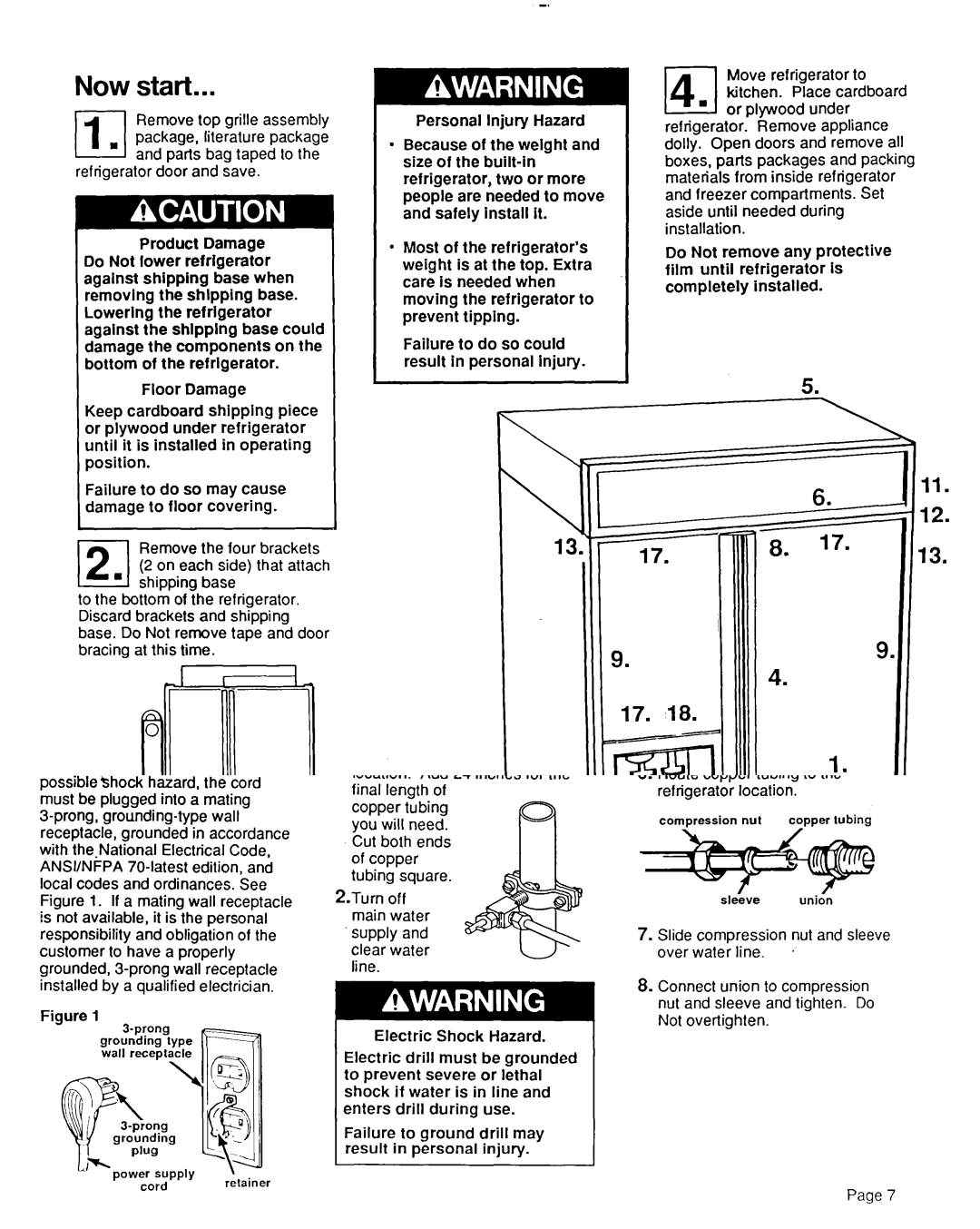 KitchenAid S-302 installation instructions Now start, Numbers correspond to steps 