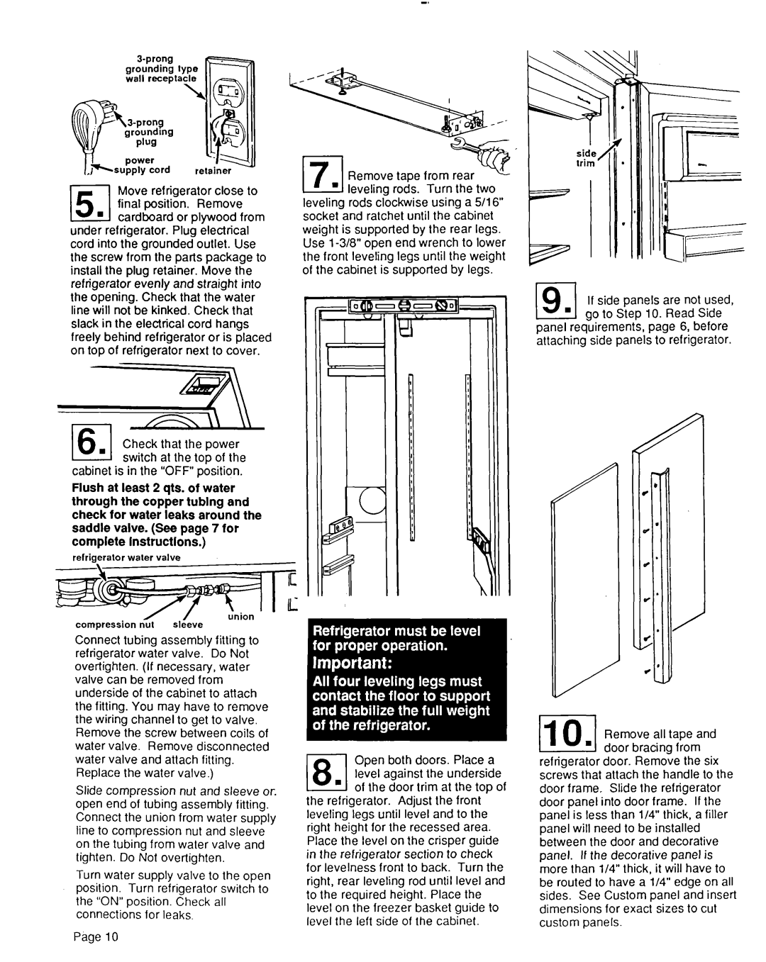 KitchenAid S-302 installation instructions Check that the power switch at the top of the 