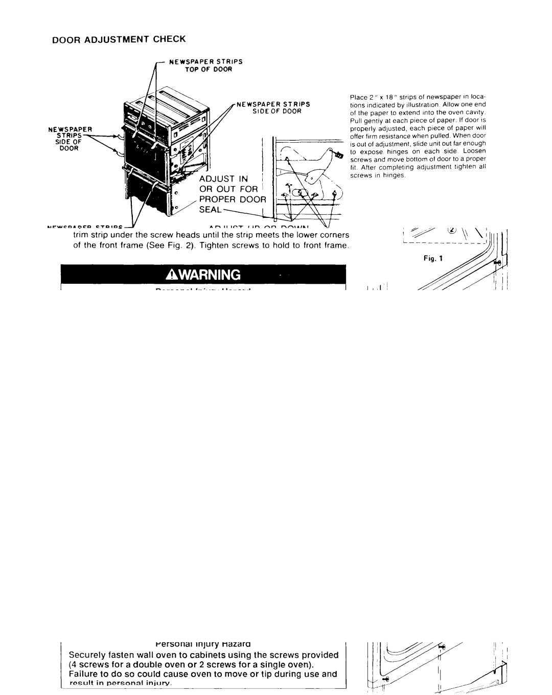 KitchenAid SCO-2273, SCO-2443, SCO-2433, SCO-2743, SCO-2733 Door Adjustment Check, Adjust UP or DOWN2, To Align Door, Proper 