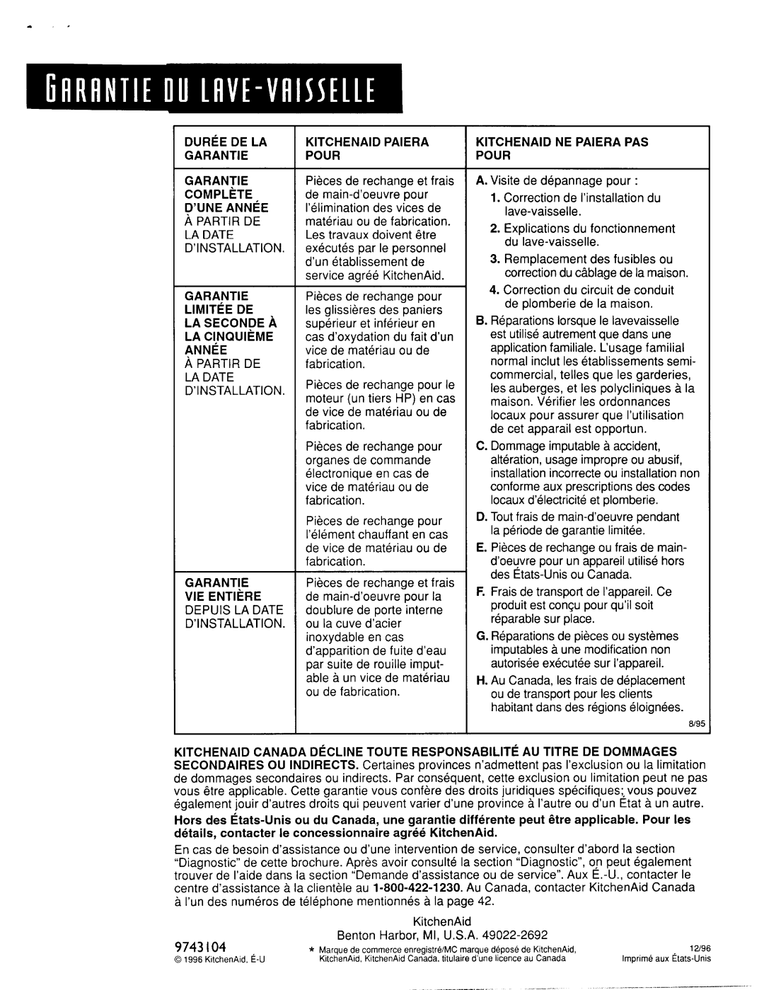 KitchenAid SCULPTURA, KUDV24SE manual 