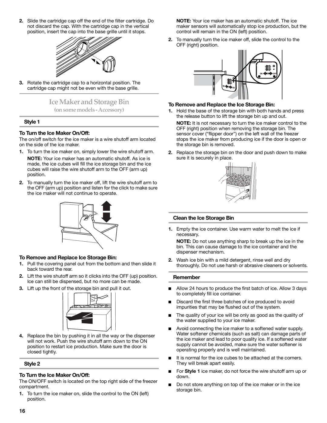 KitchenAid SIDE BY SIDE REFRIGERATOR manual Ice Maker and Storage Bin 