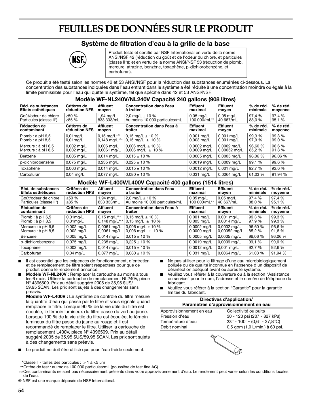 KitchenAid SIDE BY SIDE REFRIGERATOR manual Feuilles DE Données SUR LE Produit, 33 100F 0,6 37,8C 