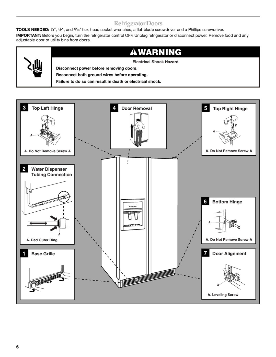 KitchenAid SIDE BY SIDE REFRIGERATOR manual Refrigerator Doors 