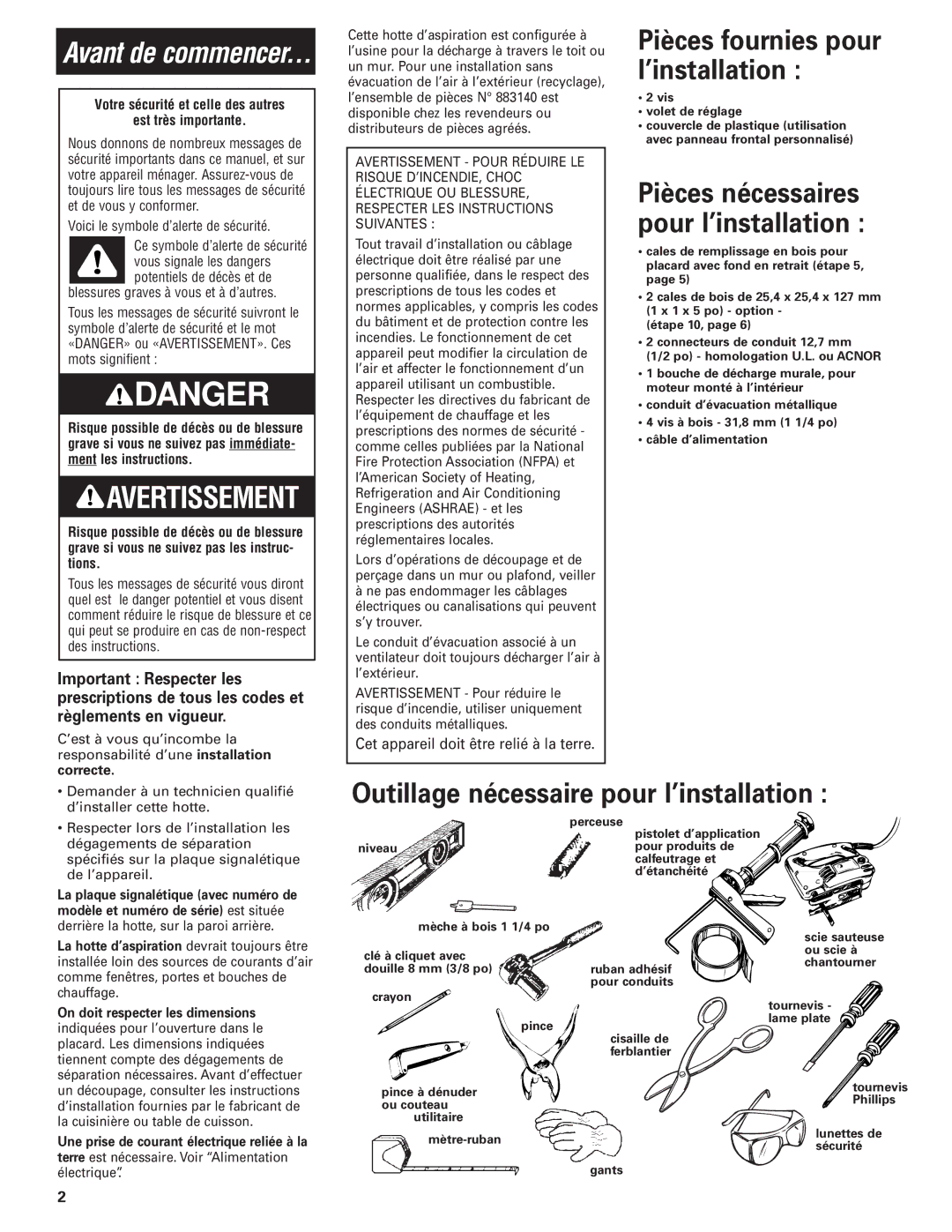 KitchenAid Slide-out Vent Hood Vis Volet de réglage, Niveau, Pince à dénuder, Phillips, Ou couteau 