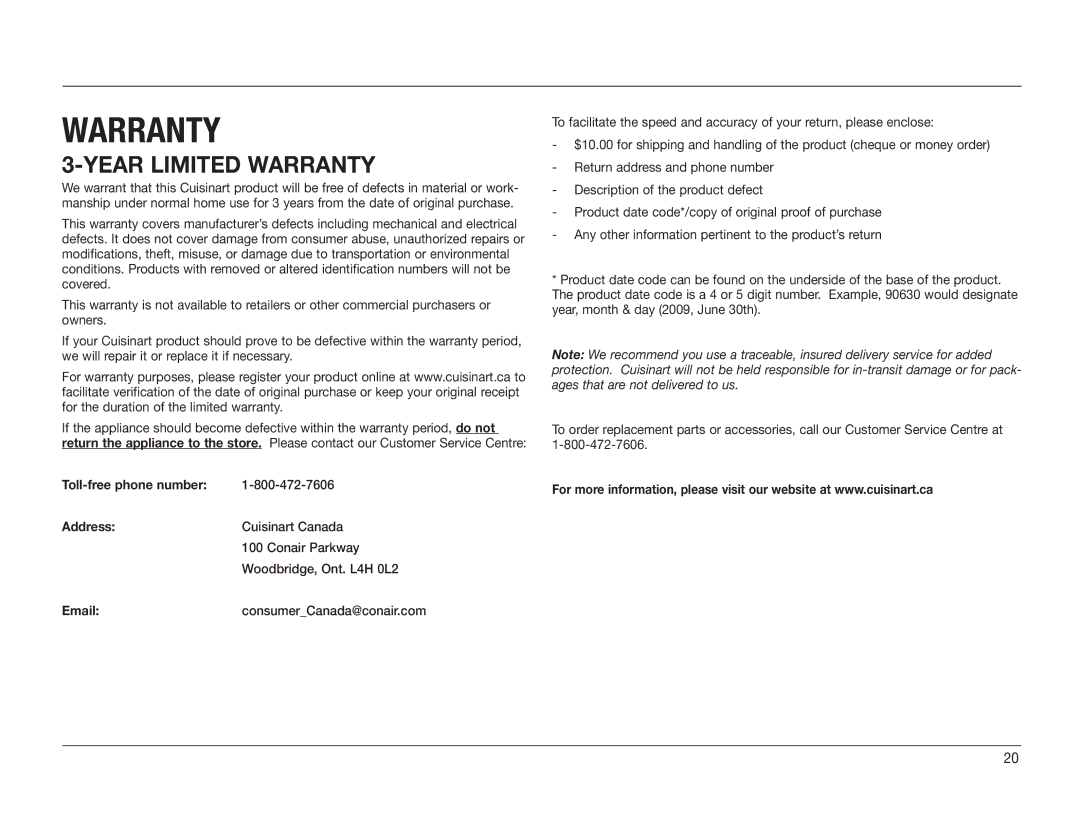 KitchenAid TOB-60C manual Warranty 