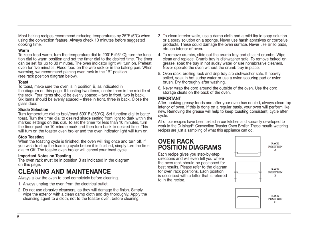 KitchenAid TOB-60C manual Warm, Shade Selection, Stop Toasting, Important Notes on Toasting 