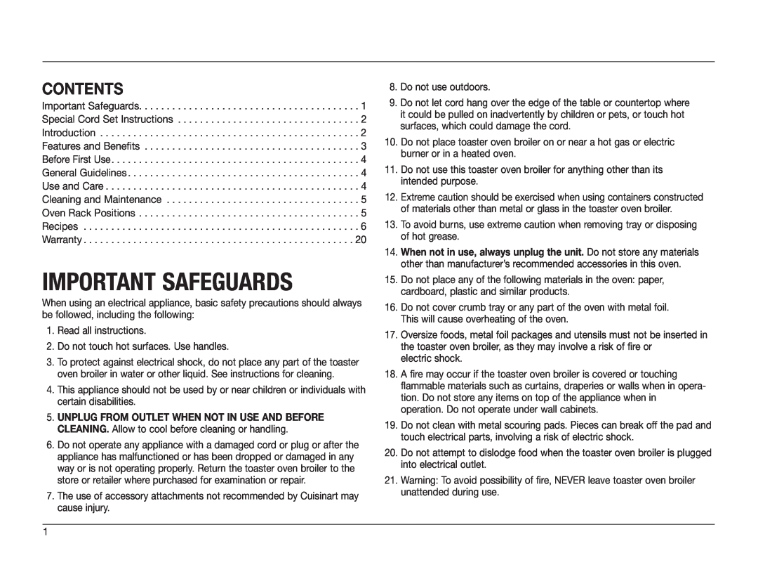 KitchenAid TOB-60C manual Important Safeguards, Contents 