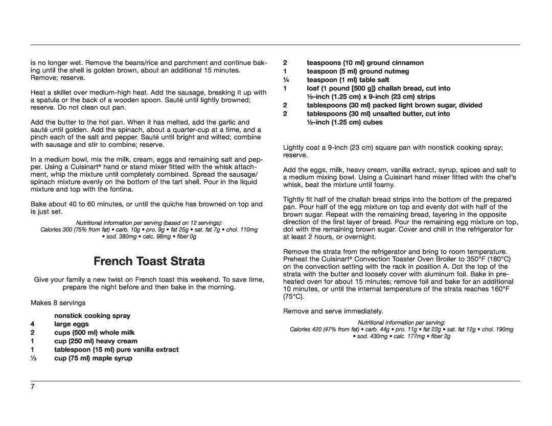 KitchenAid TOB-60C manual French Toast Strata 