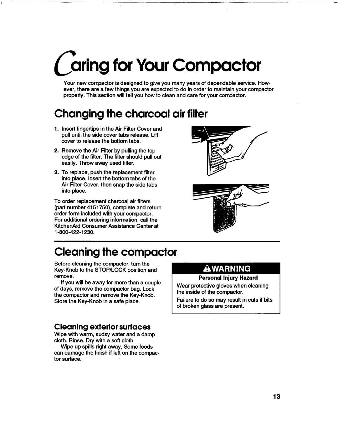 KitchenAid KUCC151, Trash Compactor, 403, KCCC151 manual 