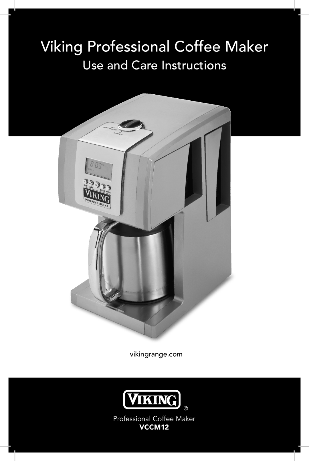 KitchenAid VCCM12 manual Viking Professional Coffee Maker 