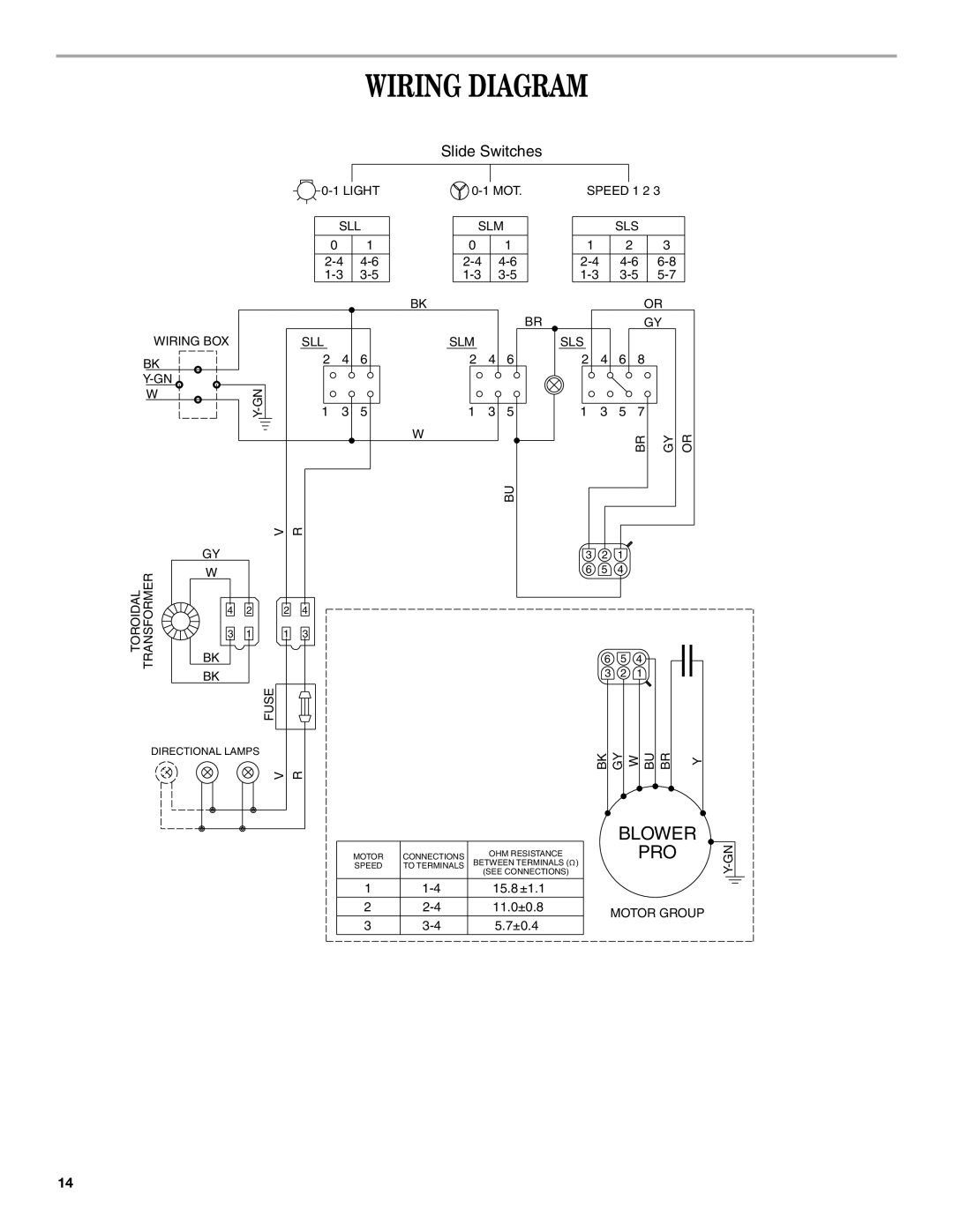 KitchenAid Ventilation Hood installation instructions Wiring Diagram, Slide Switches 