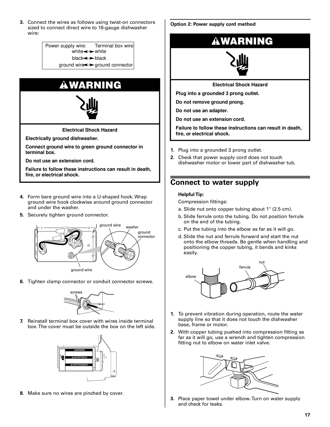 KitchenAid W10078153A installation instructions Connect to water supply 