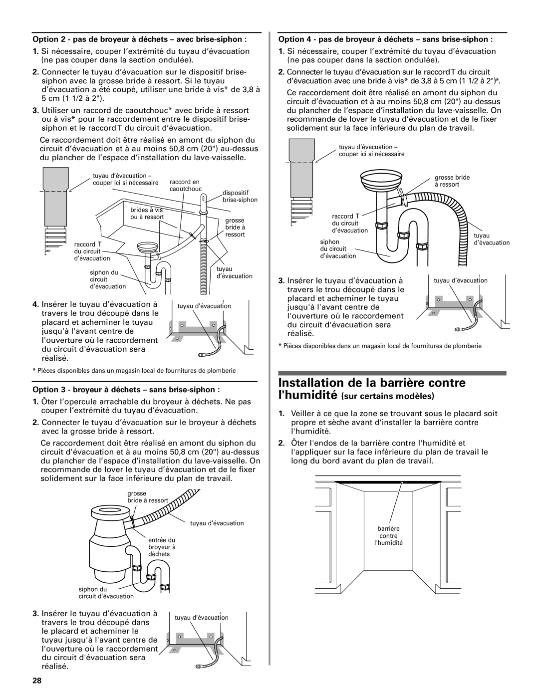 KitchenAid W10078153A installation instructions Installation de la barrière contre lhumidité 