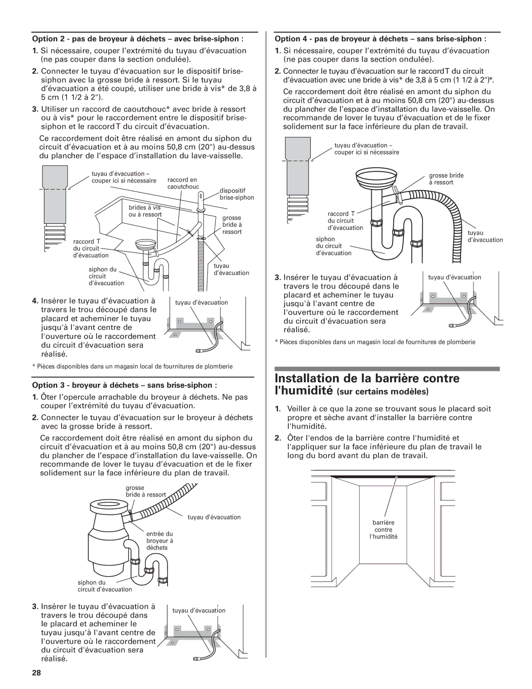 KitchenAid W10078153B installation instructions Installation de la barrière contre lhumidité 