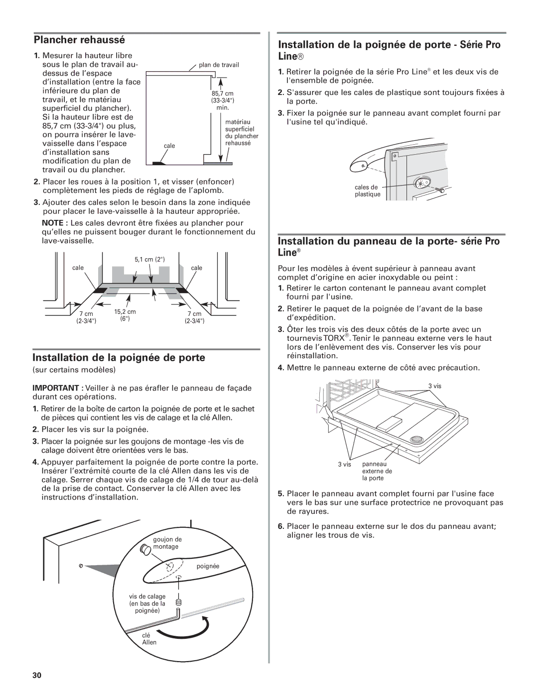 KitchenAid W10078153B Installation de la poignée de porte, Installation du panneau de la porte- série Pro Line 