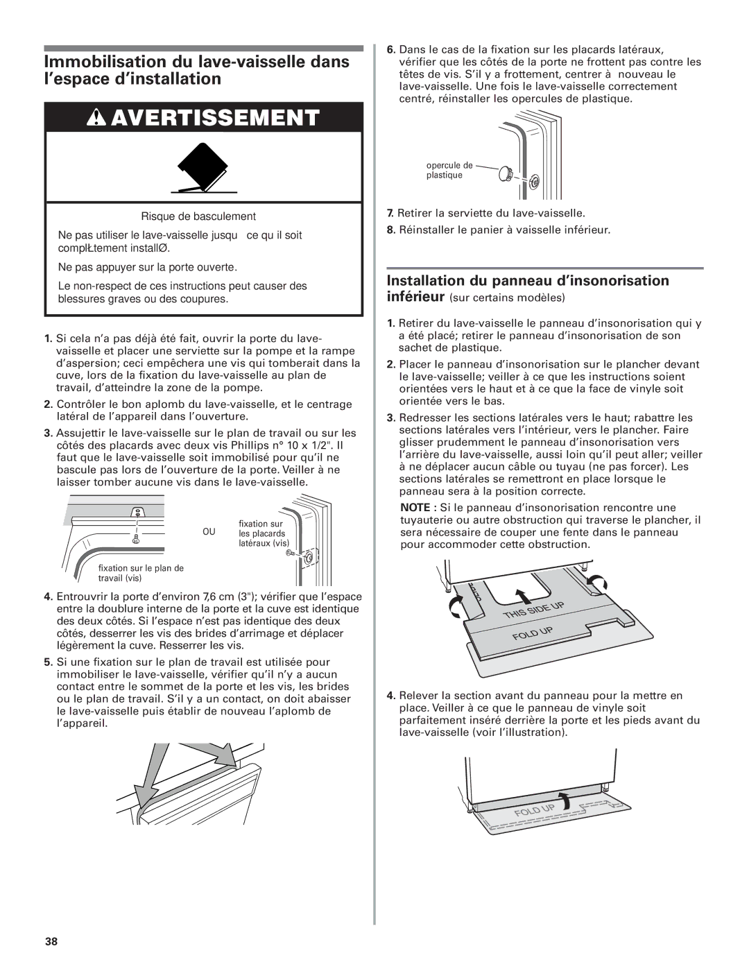 KitchenAid W10078153B installation instructions Installation du panneau d’insonorisation 