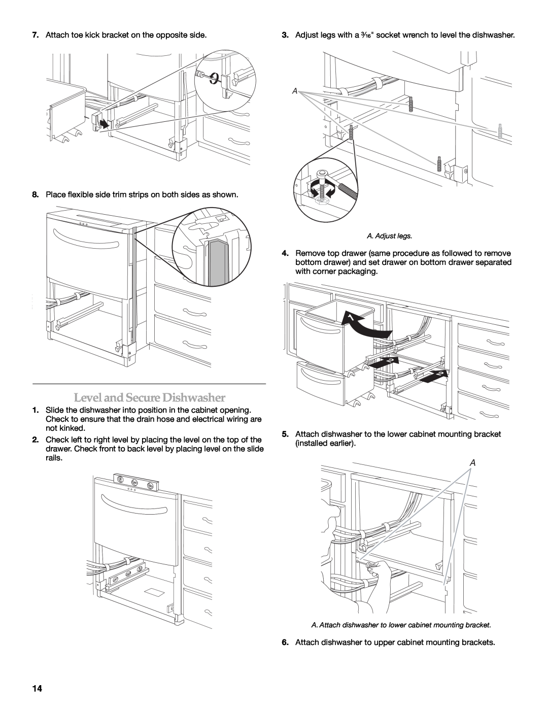 KitchenAid W10118037B installation instructions Level and Secure Dishwasher 
