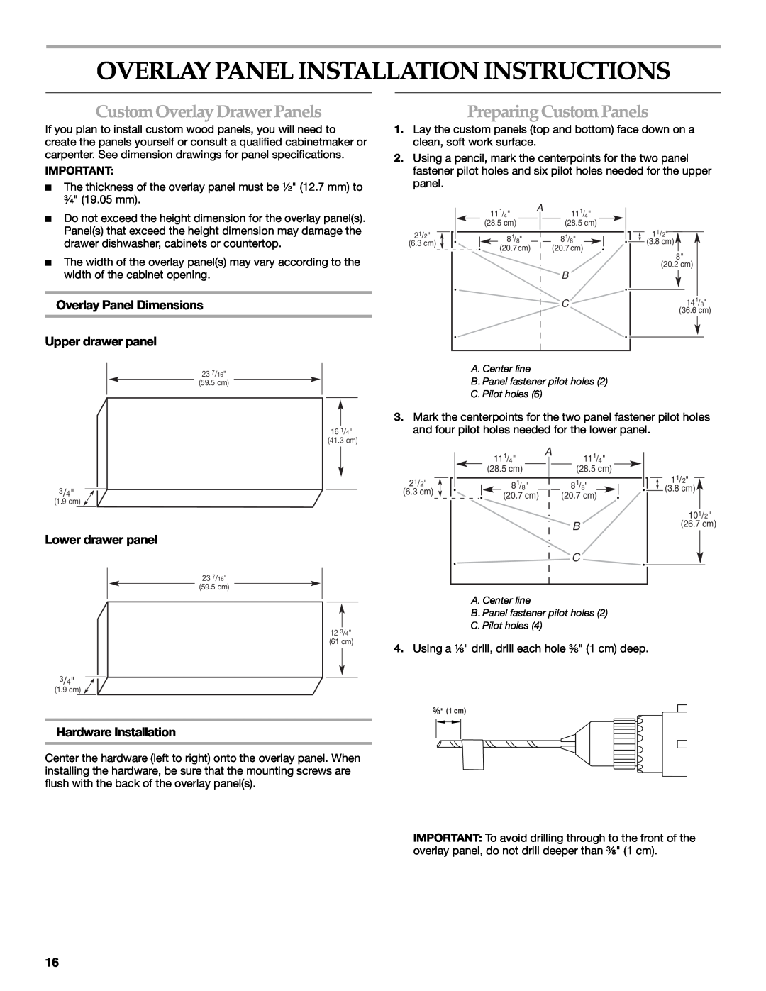 KitchenAid W10118037B Overlay Panel Installation Instructions, Custom Overlay Drawer Panels, Preparing Custom Panels 