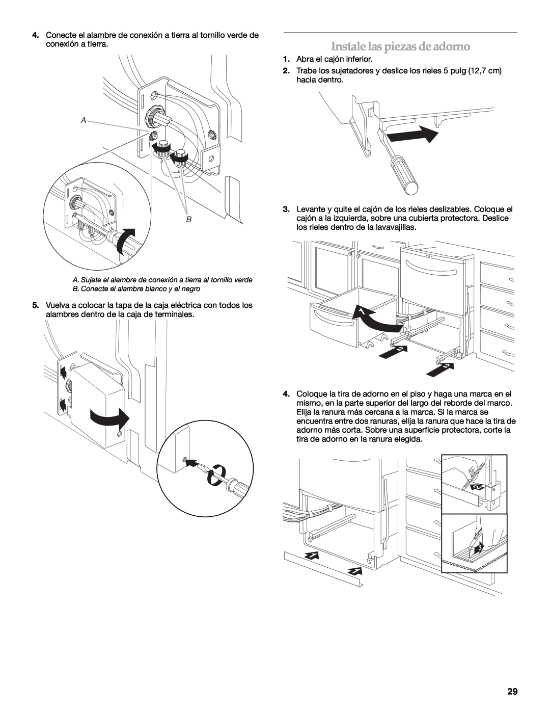 KitchenAid W10118037B installation instructions Instale las piezas de adorno 