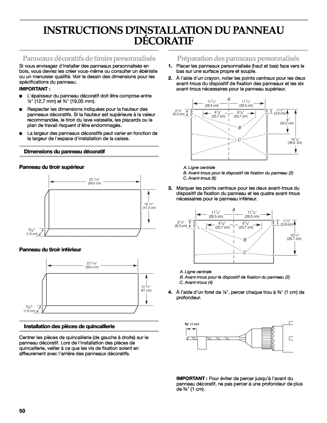 KitchenAid W10118037B Instructions Dinstallation Du Panneau Décoratif, Panneaux décoratifs de tiroirs personnalisés 