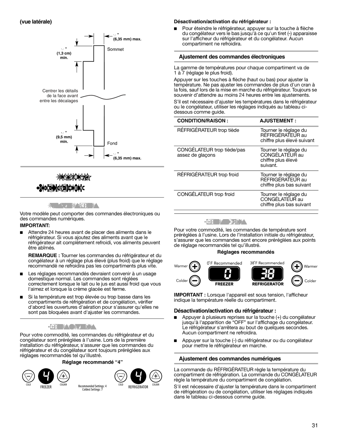 KitchenAid W10137649A Utilisation DU Réfrigérateur, Utilisation des commandes, Commandes électroniques 