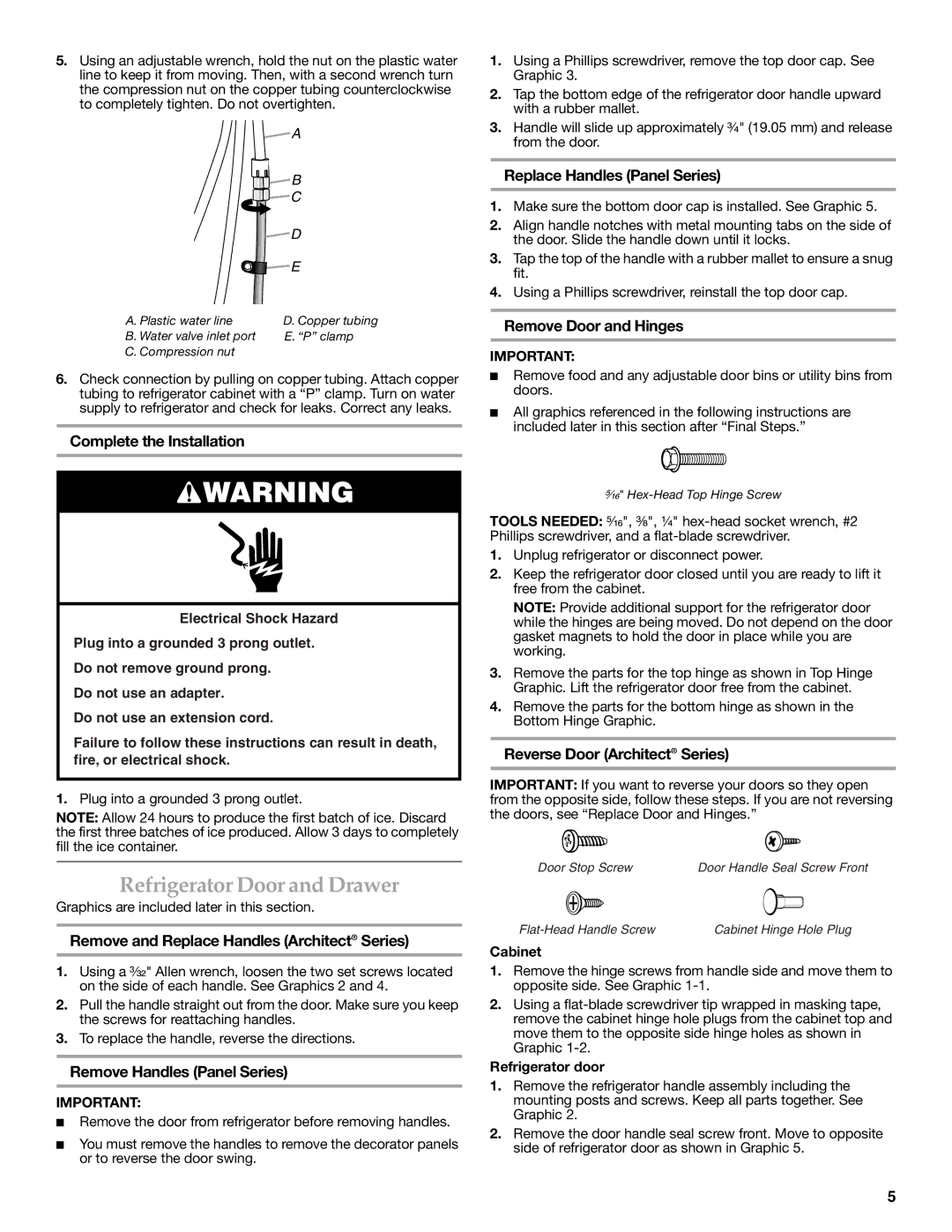 KitchenAid W10137649A installation instructions Refrigerator Door and Drawer 