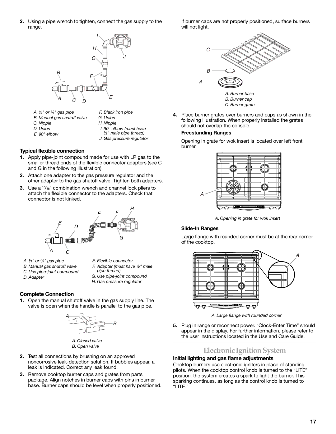 KitchenAid W10154991A ElectronicIgnitionSystem, Typical flexible connection, Complete Connection, Freestanding Ranges 