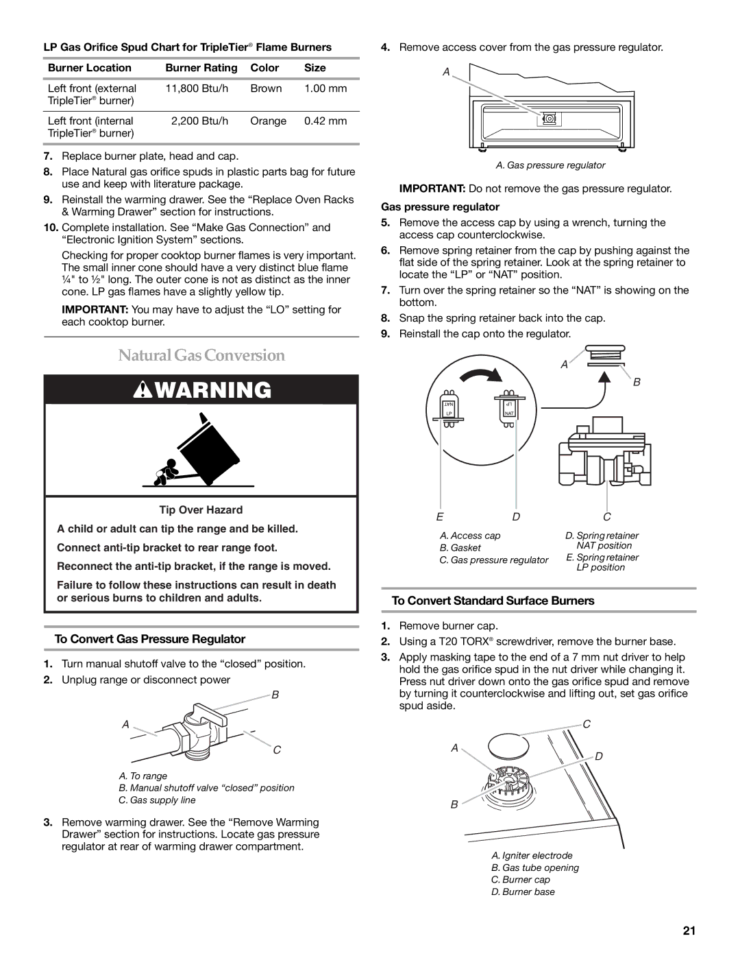 KitchenAid W10154991A installation instructions NaturalGas Conversion 