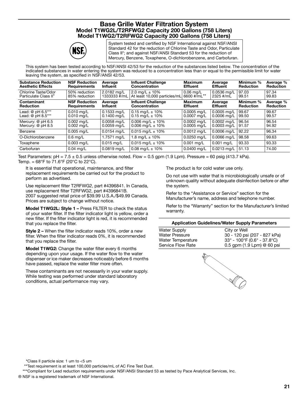 KitchenAid W10161714A manual Base Grille Water Filtration System 