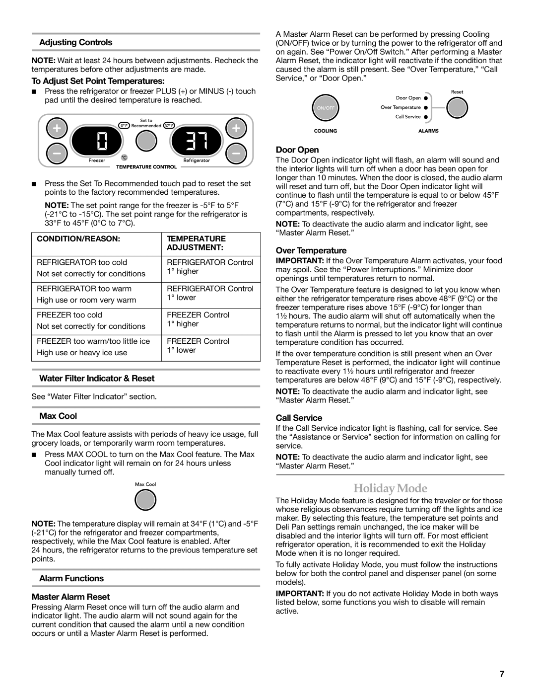 KitchenAid W10161714A manual Holiday Mode 