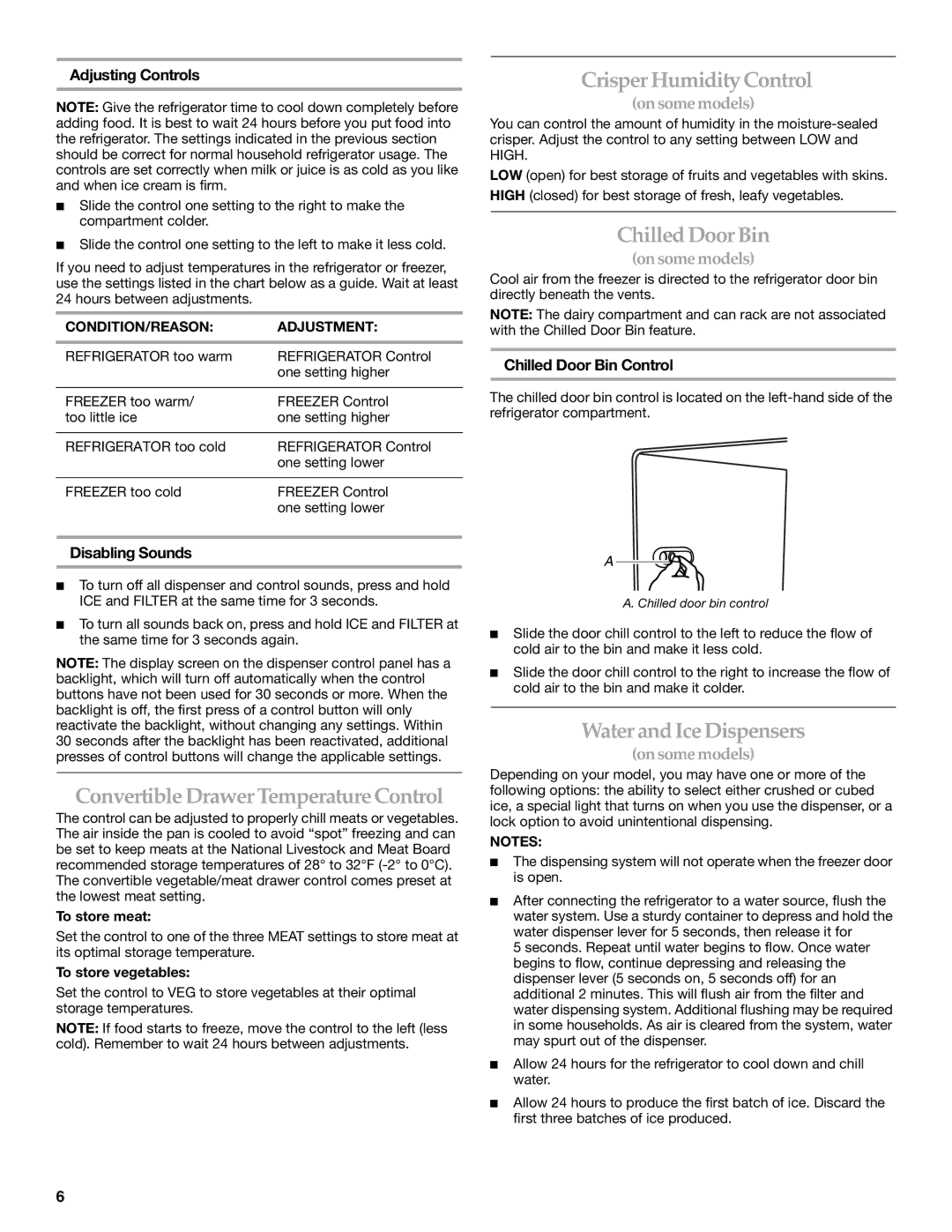 KitchenAid W10167098A, W10167112A Crisper Humidity Control, Chilled Door Bin, Convertible Drawer Temperature Control 