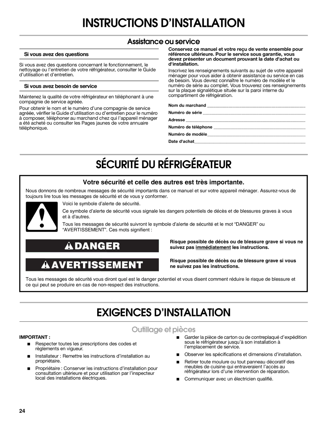 KitchenAid W10168334A Outillage et pièces, Si vous avez des questions, Si vous avez besoin de service 